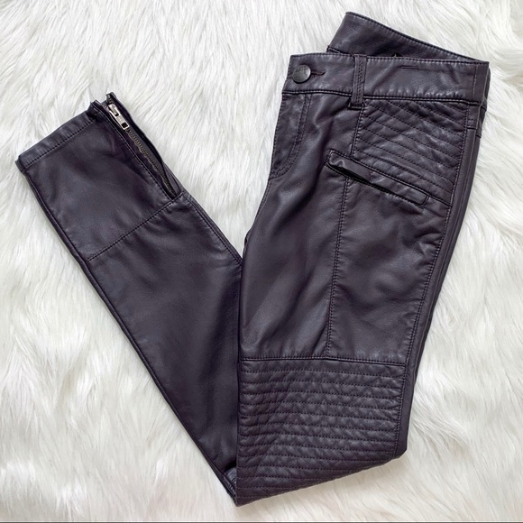 SOLD-Free People Faux Leather Skinny Moto Pants - Picture 7 of 11
